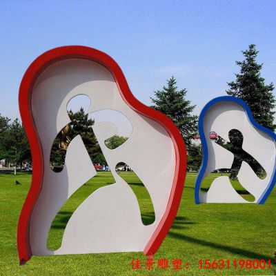 不锈钢镂空剪影体育运动人物雕塑