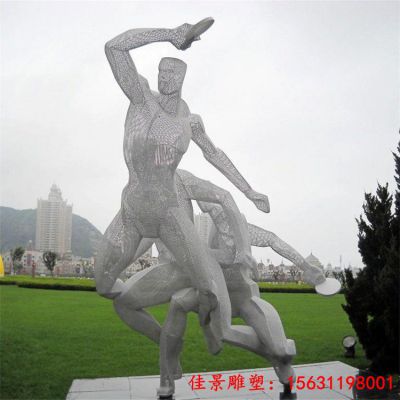不锈钢抽象打乒乓球运动人物雕塑