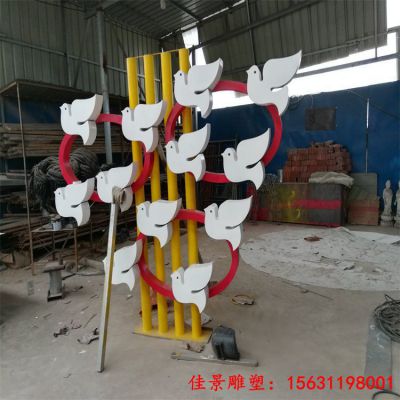 校园不锈钢抽象和平鸽飞翔雕塑