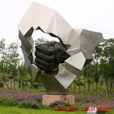 城市标志不锈钢拳头雕塑