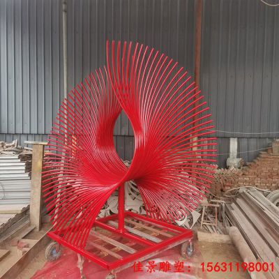 彩色不锈钢抽象凤尾雕塑
