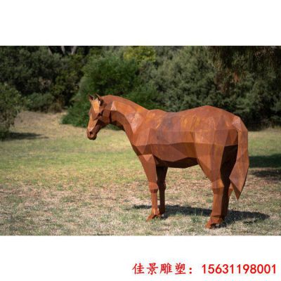 不锈钢几何抽象马玻璃钢动物雕塑