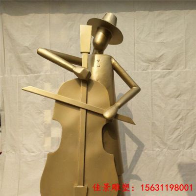 不锈钢拉大提琴人物雕塑