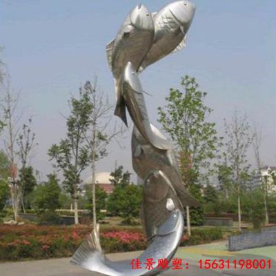 大型动物不锈钢鲤鱼雕塑
