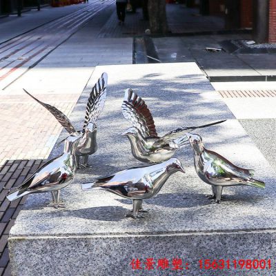 公园不锈钢镜面和平鸽雕塑