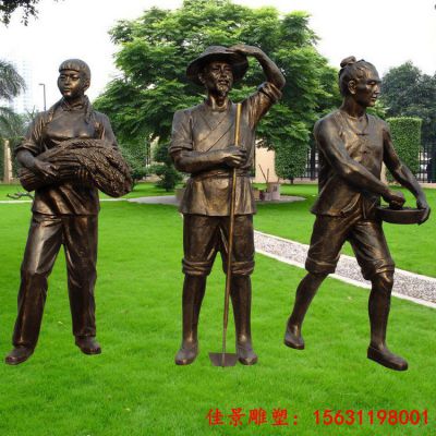 玻璃钢仿铜劳动人物雕塑民俗景观农民铜雕
