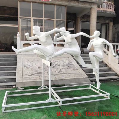 不锈钢抽象跨栏人物雕塑