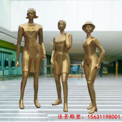 步行街广场景观现代人物铜雕