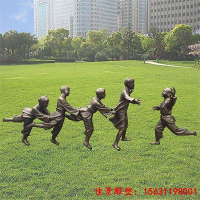 老鹰抓小鸡儿童游戏铜雕