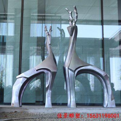 玻璃钢抽象小鹿公园动物雕塑