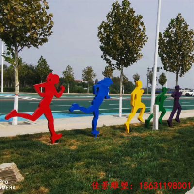 不锈钢抽象剪影跑步人物雕塑