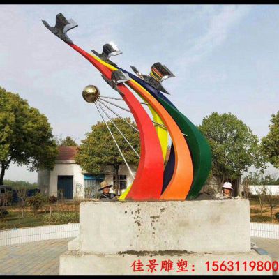 小区景观不锈钢彩虹飞鸽雕塑