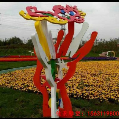 不锈钢彩色花片雕塑