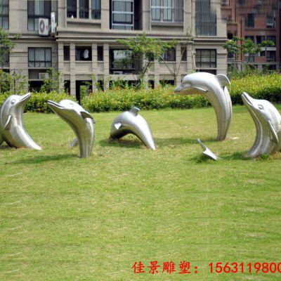 镜面不锈钢海豚雕塑