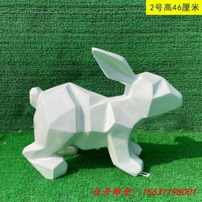 玻璃钢几何兔子雕塑户外动物摆件