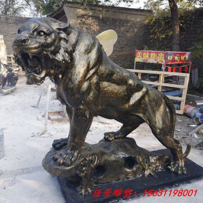公园动物老虎铜雕