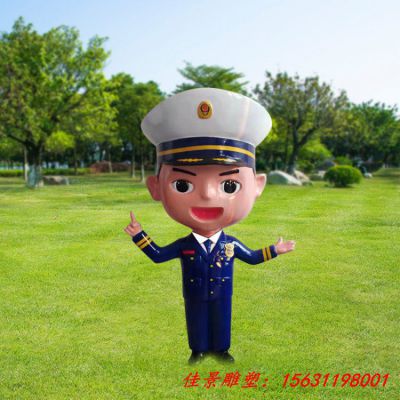 玻璃钢卡通小警察雕塑