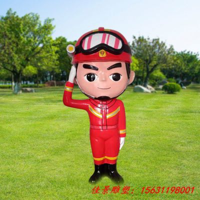 玻璃钢仿真消防员人物雕塑