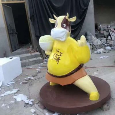玻璃钢卡通小牛雕塑