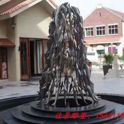 不锈钢鱼群雕塑