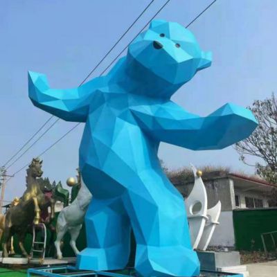 不锈钢抽象网红熊雕塑