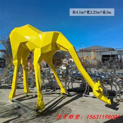 彩色几何动物不锈钢长颈鹿雕塑