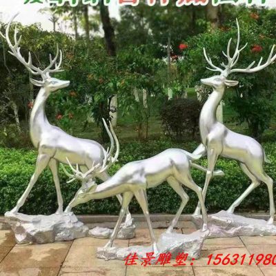 不锈钢镜面小鹿雕塑