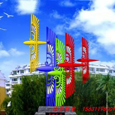 彩色不锈钢抽象老鹰雕塑