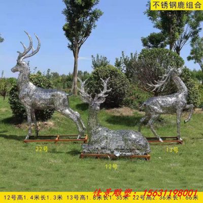 不锈钢镂空小鹿雕塑