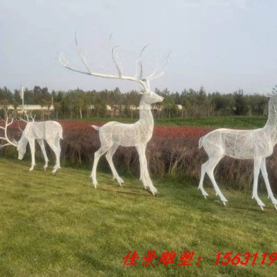 镂空动物不锈钢鹿雕塑