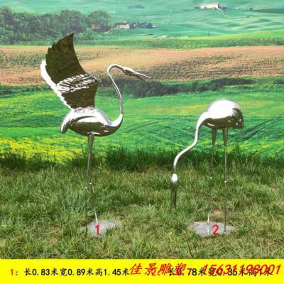 镜面不锈钢仙鹤雕塑