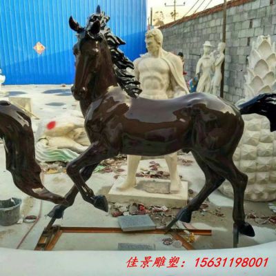 玻璃钢奔马广场动物雕塑