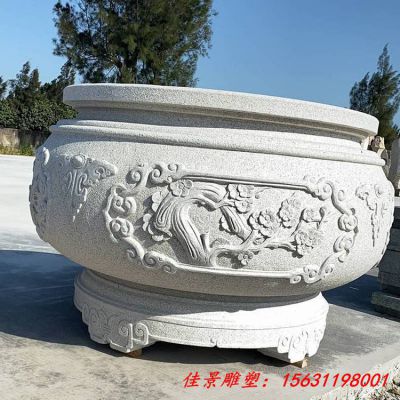 汉白玉水缸石雕