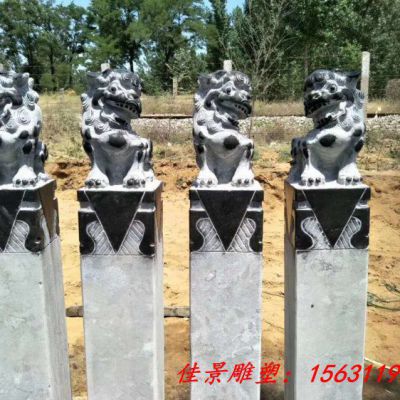 青石仿古四大神兽拴马桩石雕拴马柱