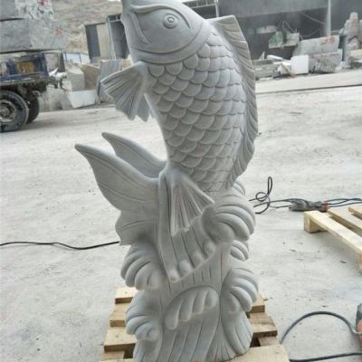 大理石喷水鱼石雕