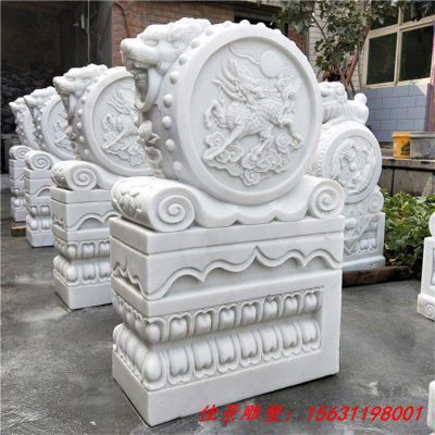 汉白玉狮子抱鼓门墩石雕