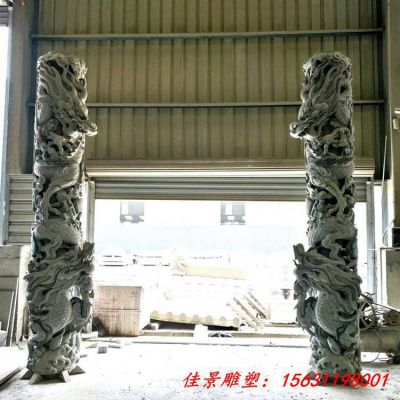 广场石雕盘龙柱雕塑