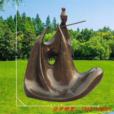 玻璃钢抽象吹笛子人物雕塑