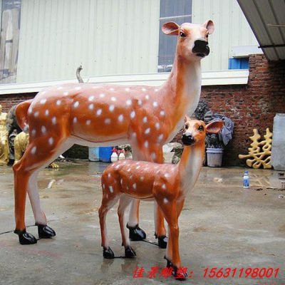 玻璃钢仿真母子鹿雕塑