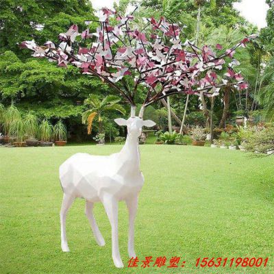 304不锈钢树枝梅花鹿雕塑