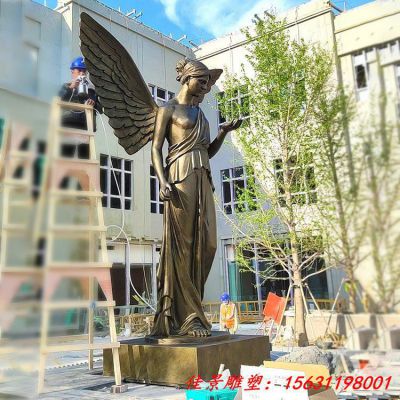 玻璃钢仿铜西方天使雕塑