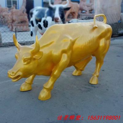 不锈钢镀金动物黄牛雕塑