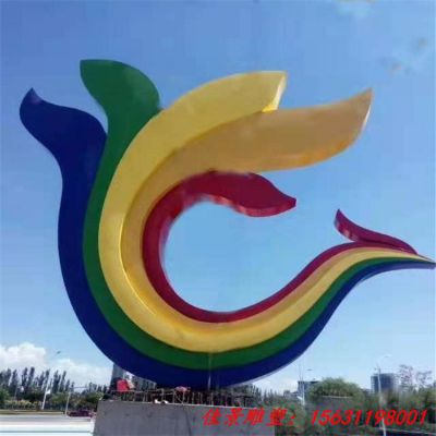 城市烤漆凤凰不锈钢雕塑