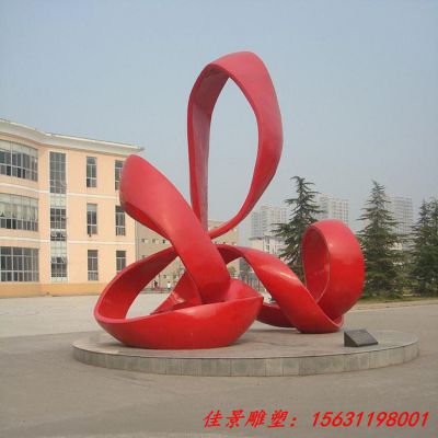 不锈钢红色飘带雕塑