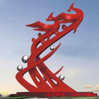 不锈钢大型抽象凤凰雕塑