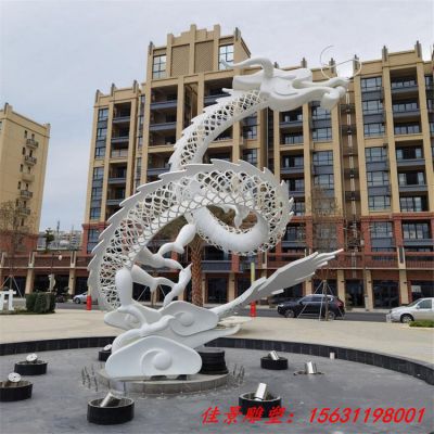 不锈钢抽象镂空龙雕塑