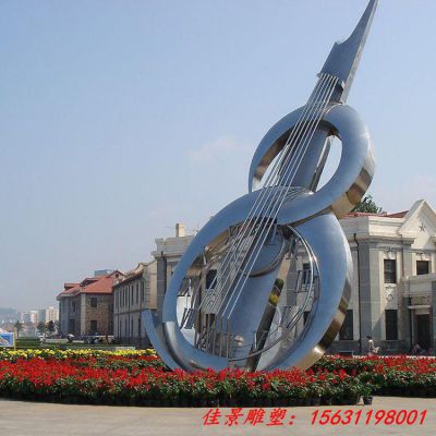 不锈钢镜面抽象大提琴雕塑