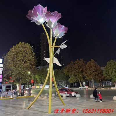 不锈钢发光花朵雕塑