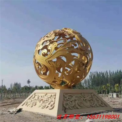 不锈钢景观镂空球雕塑