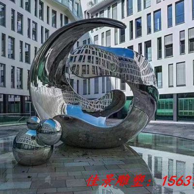 镜面不锈钢抽象浪花雕塑